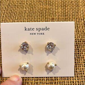 Kate Spade Gold and White Stud Earrings Set